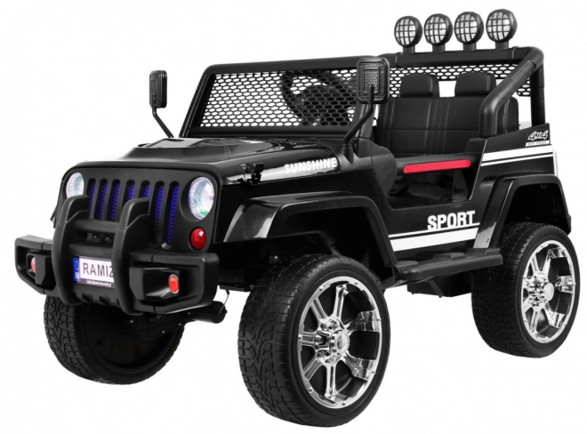 Elektrische kinderauto Raptor Drifter zwart met afstandsbediening en 4x4 aandrijving