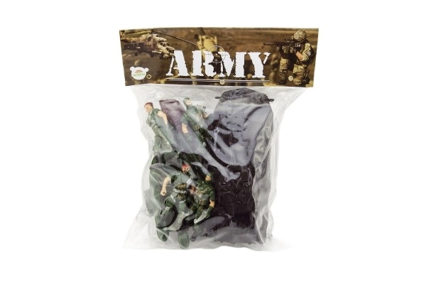 Set van plastic soldaten en militaire uitrusting