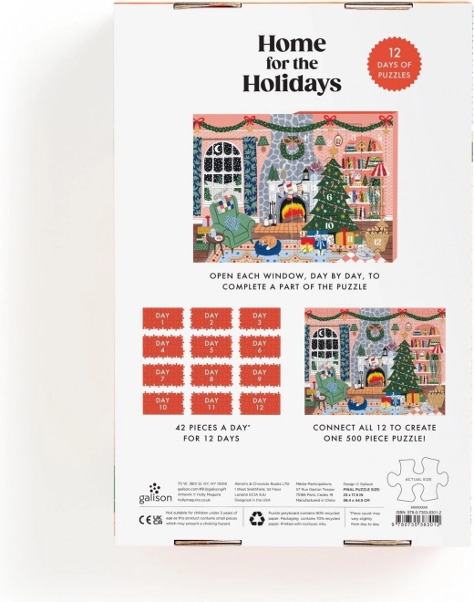GALISON Puzzel Adventskalender Thuis voor Kerstmis 12x42 stukken