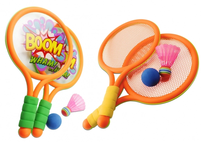 Kinderbadmintonrackets Dinosaurussen Oranje groen
