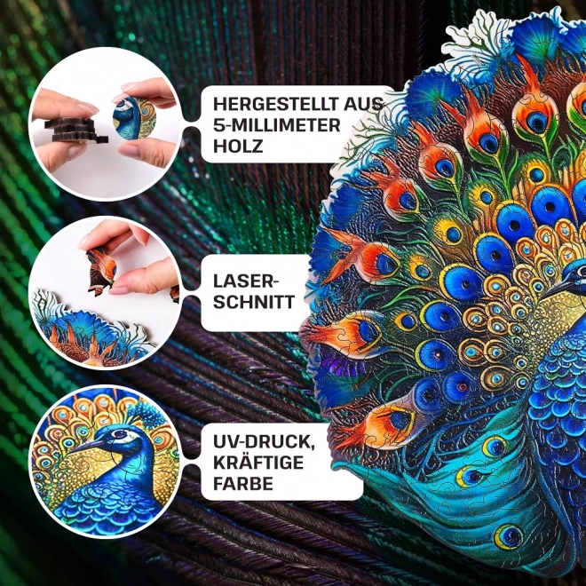 EscapeWelt Houten Luminescerende Puzzel Pauw 200 Stukken