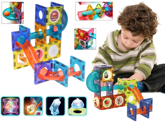 3D magnetische blokken voor kinderen Het bouwen van een lichtgevende knikkerbaan 49 elementen ZA5250