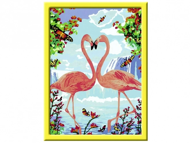 Schilderen op nummer - Verliefde flamingo's