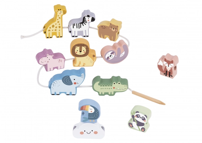 WOOPIE GREEN houten rijgspeelset ZOO Montessori 13 stuks