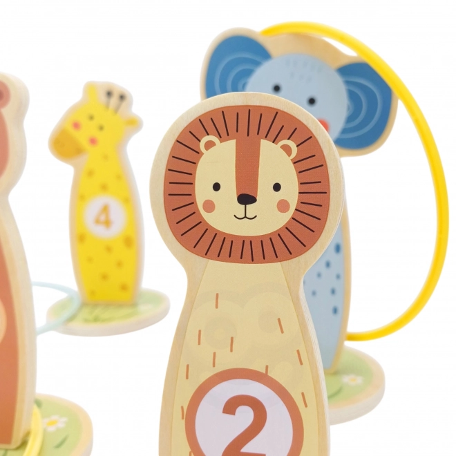 Houten precisiespel met ringen Tooky Toy