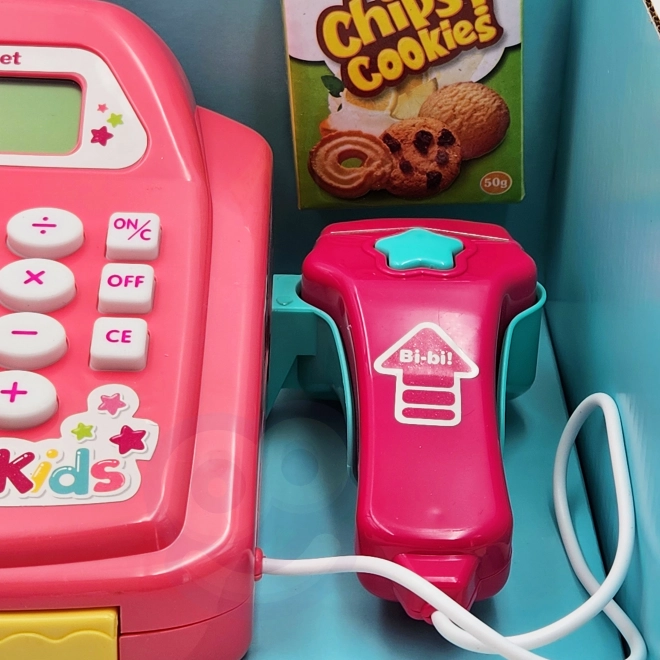 WOOPIE Kinderkassa met planken en accessoires roze