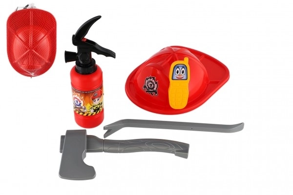 Brandweer set met helm en brandweeruitrusting