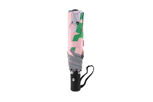 Dieren paraplu opvouwbaar automatisch textiel/metaal 28cm roze in zak