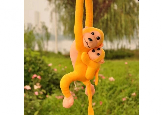 Pluchen aap met baby geel 90 cm