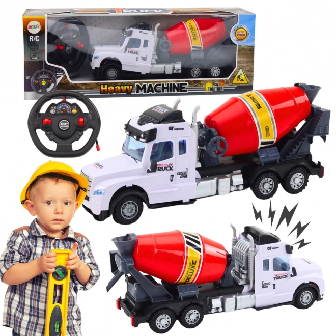 RC op afstand bestuurbare betonmixer met licht- en geluideffecten