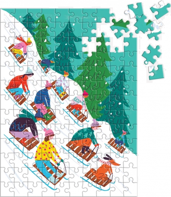Mini Puzzel Sleetje-rijden - 100 Stukken