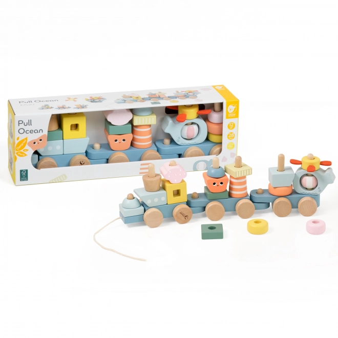 Houten treintje om te trekken Ocean CLASSIC WORLD – Montessori stapelspel