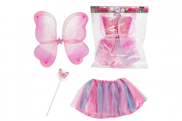 Roze carnaval kostuum fee met vleugels