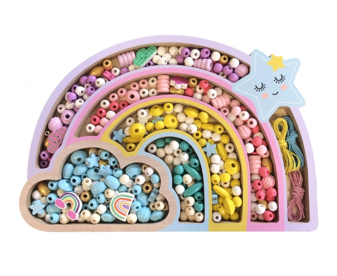 Houten pastelkralen Regenboog