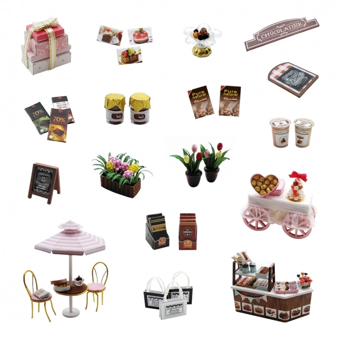 Negen miniatuurhuisjes Chocoladefabriek