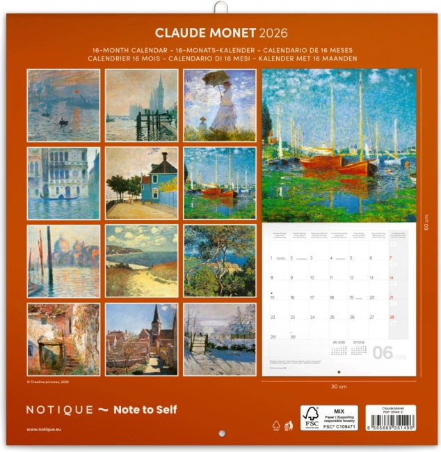 Notitiekalender Claude Monet 2026, 30 x 30 cm