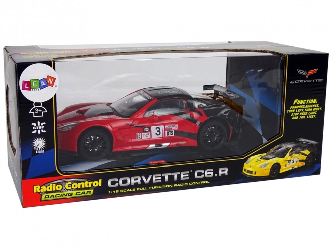 Sportieve race RC auto 1:18 Corvette C6.R rood 2.4G met verlichting