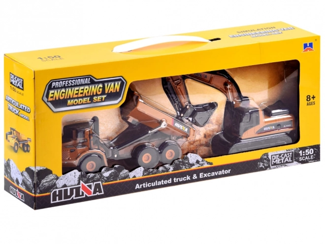 Set van metalen graafmachine + kiepwagen modellen 2-in-1 ZA3910