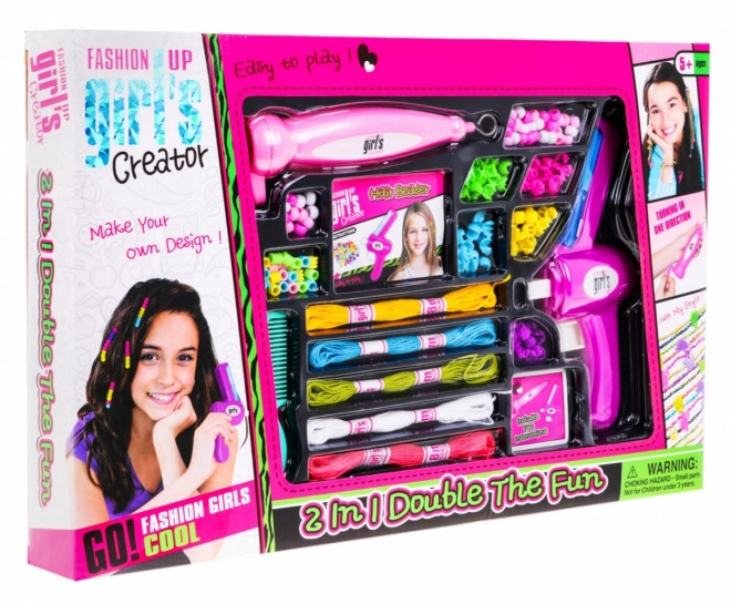 Set met kralen en armbanden voor haar voor kinderen 5+ Vlechtmachines + accessoires