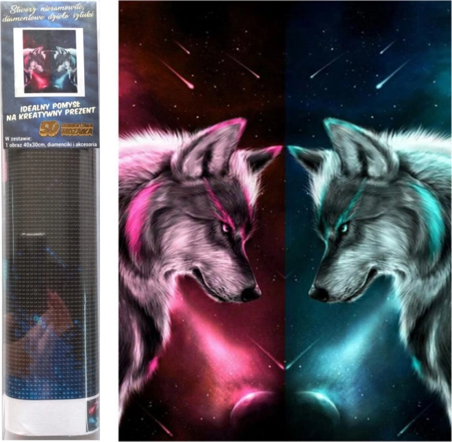 Diamant Schilderij Set - Weerkijk van een Wolf