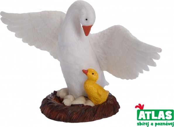 Beeldje van een gans met kuiken