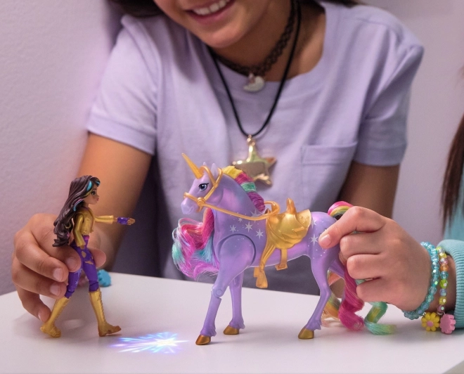 Sophia en Wildstar van de Eenhoornacademie met magisch licht