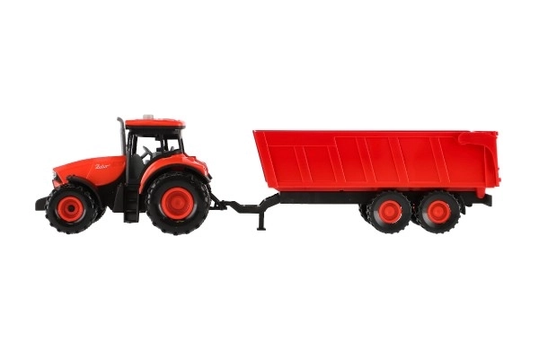 Rode Zetor tractor met aanhanger met geluidseffecten en lichteffecten - 36 cm