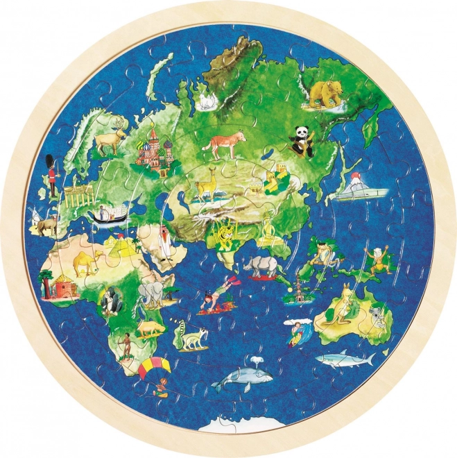 Dubbelzijdige puzzel wereldkaart