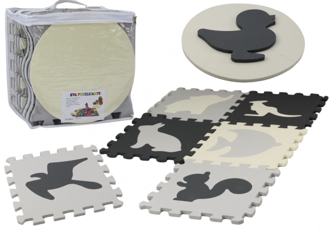 Zacht puzzel Contrasterende mat Educatief schuim EVA grijs 28 stuks.