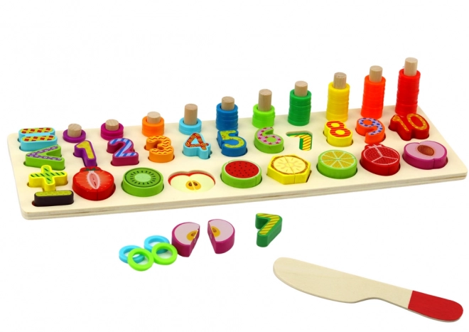 Houten educatieve plank voor leren rekenen met fruit