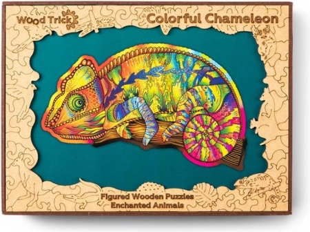 Houten puzzel kameleon