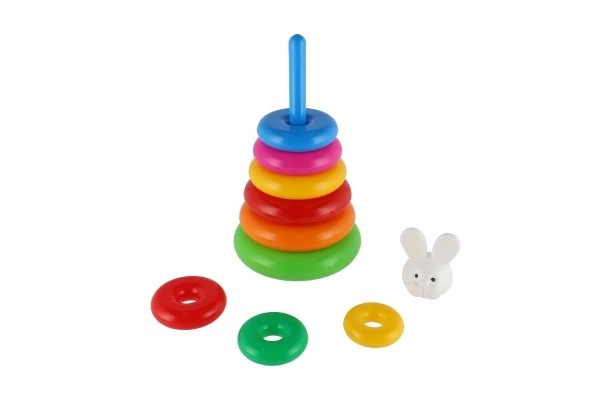 Stapelspel piramide met plastic ringen 28cm ass. 2 soorten in net 12m+