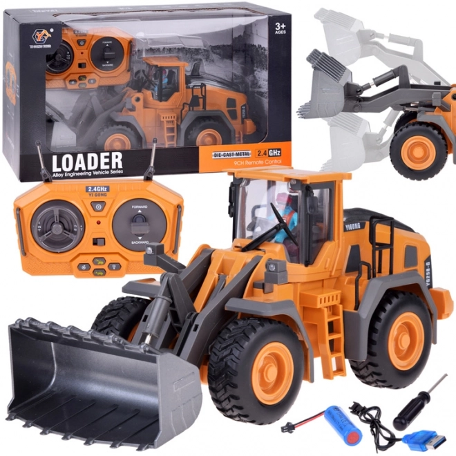 Afstandsbestuurbare bulldozer met beweegbare arm, licht en geluid
