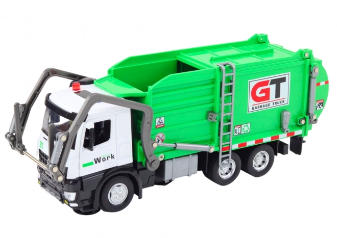 Groene multifunctionele metalen vuilniswagen met wrijvingsaandrijving