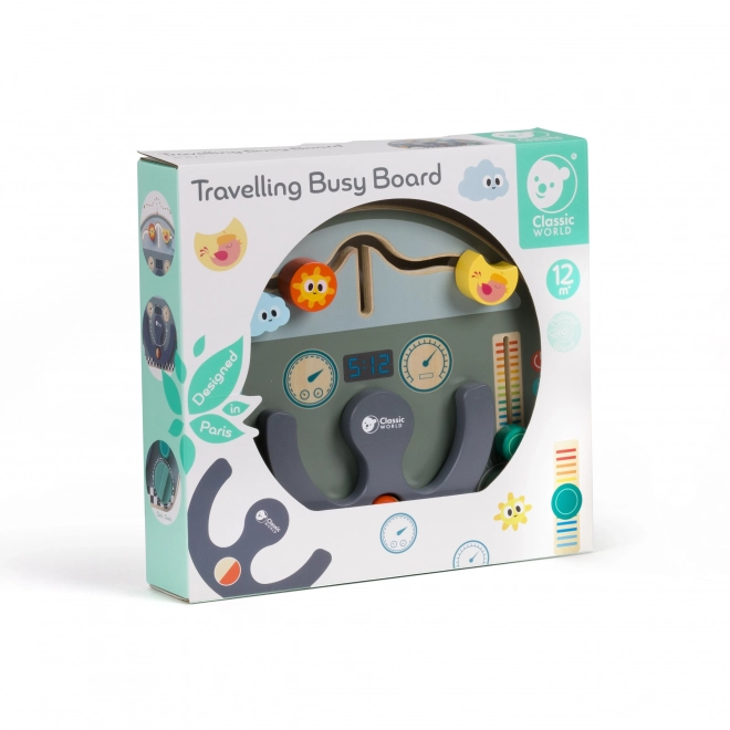 Educatief bord/labyrint vervoermiddel houten 29x23cm in doos 30x28x6,5cm 12m+