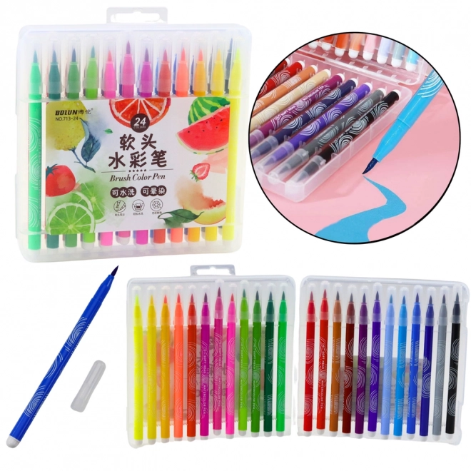 Set aquarelmarkers in organizer, 24 kleuren