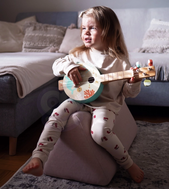 Houten banjo voor kinderen met zee thema