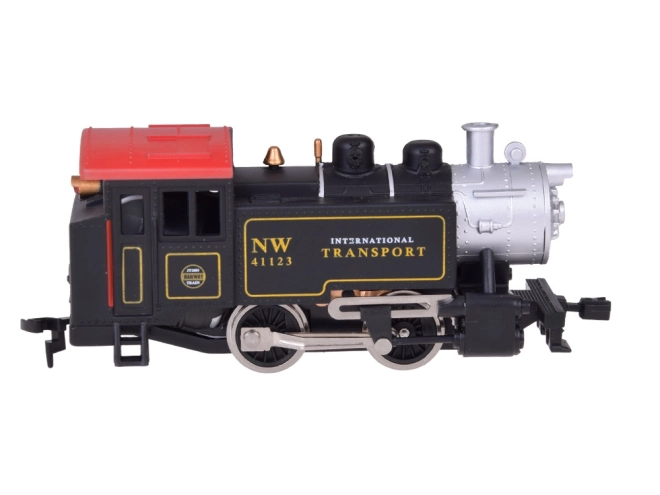 Elektrische treinstellen met klassieke stoomlocomotief en bedieningsunit