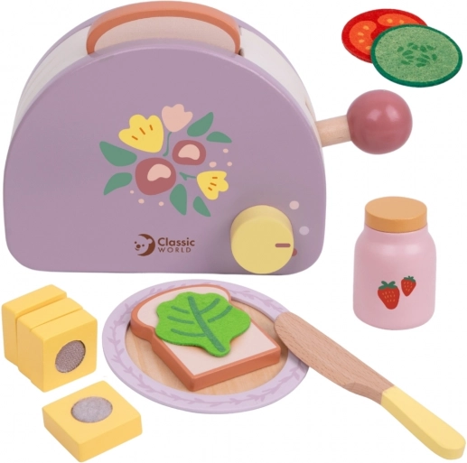 Houten ontbijttoaster met accessoires 13 stuks