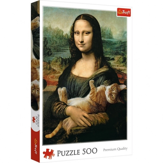Puzzel Mona Lisa met kat Purr, 500 stukjes