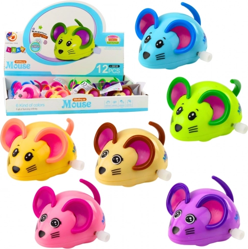 Opwindmuis met bewegende staart 8 cm – mix van kleuren