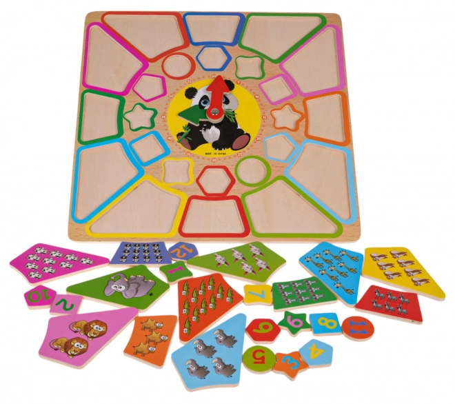 Educatief bord met klokken en leren tellen Panda