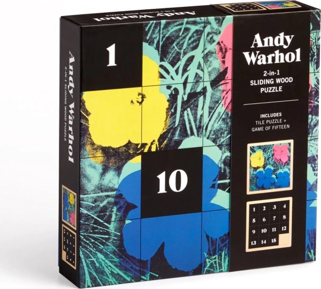 Schuifpuzzel van hout Andy Warhol: Bloemen 2-in-1