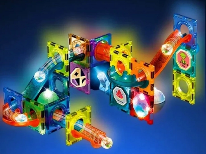 3D magnetische blokken voor kinderen Het bouwen van een lichtgevende knikkerbaan 49 elementen ZA5250