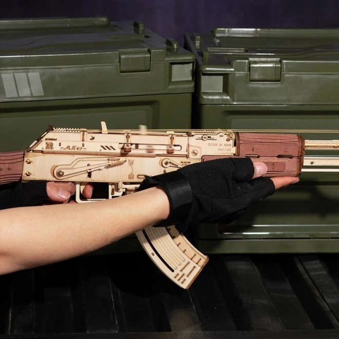 RoboTime 3D Houten Mechanische Puzzel Aanvalsgeweer AK-47