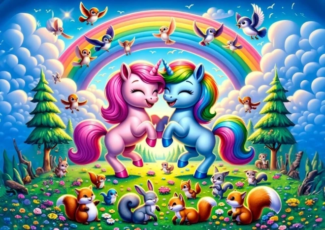 Puzzel Eenhoorns met regenboog 25 stukjes