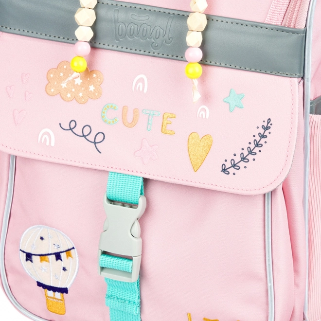 BAAGL Schooltas Zippy Regenboog Roze