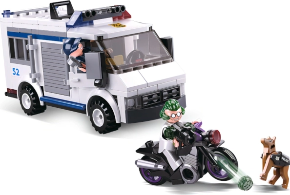 Motor van de dief en politiehond