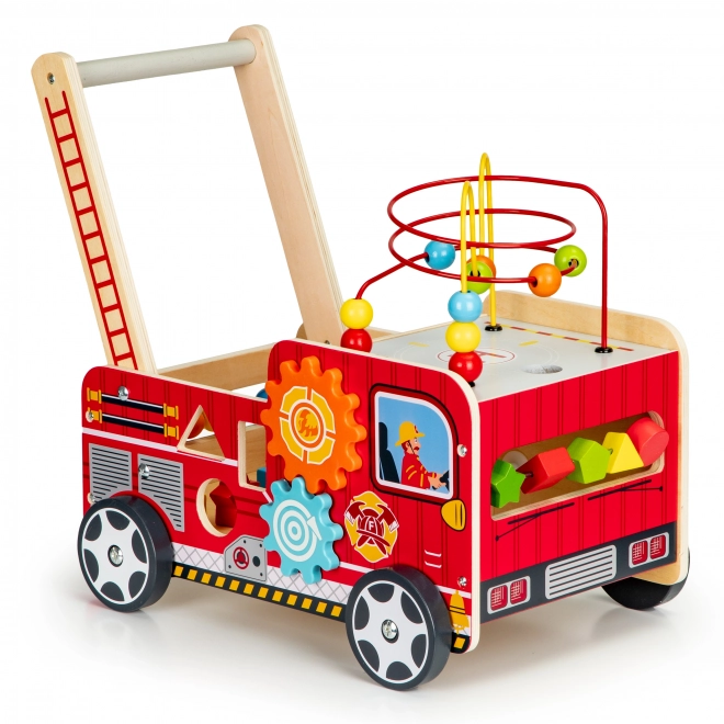 Houten educatieve loopwagen met blokken - Brandweerauto ECOTOYS