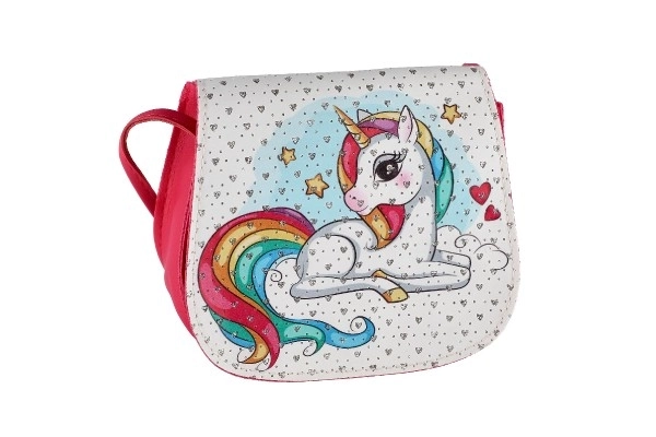 Handtas/Unicorn Tas met steentjes plastic 4 kleuren in zak 17x15x3cm